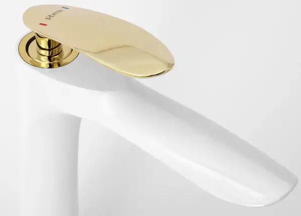 Смеситель для раковины (умывальника) REA ORBIT WHITE GOLD высокий (REA-B2053) Смеситель для раковины (умывальника) REA ORBIT WHITE GOLD высокий (REA-B2053)