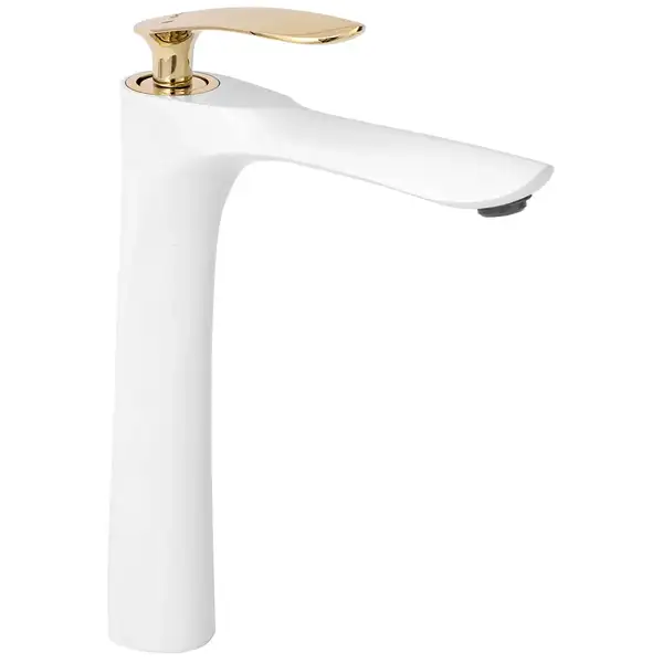 Смеситель для раковины (умывальника) REA ORBIT WHITE GOLD высокий (REA-B2053) Смеситель для раковины (умывальника) REA ORBIT WHITE GOLD высокий (REA-B2053)