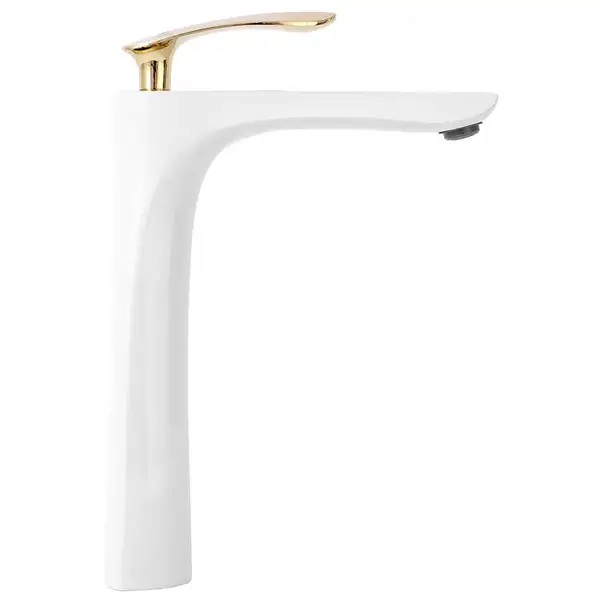 Смеситель для раковины (умывальника) REA ORBIT WHITE GOLD высокий (REA-B2053) Смеситель для раковины (умывальника) REA ORBIT WHITE GOLD высокий (REA-B2053)