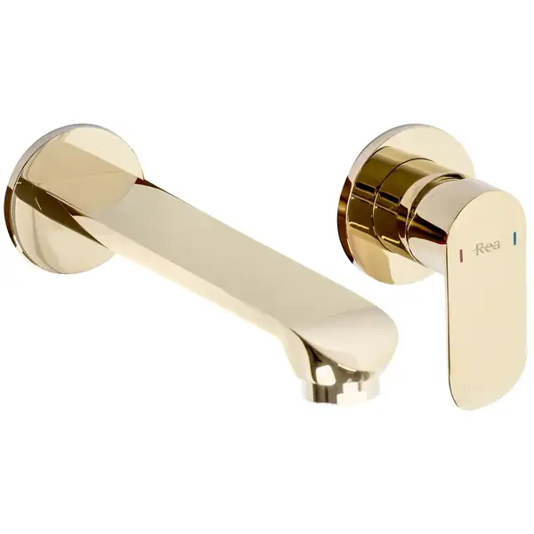 Смеситель для раковины (умывальника) REA HYPER GOLD + BOX настенный (REA-B2060) Смеситель для раковины (умывальника) REA HYPER GOLD + BOX настенный (REA-B2060)