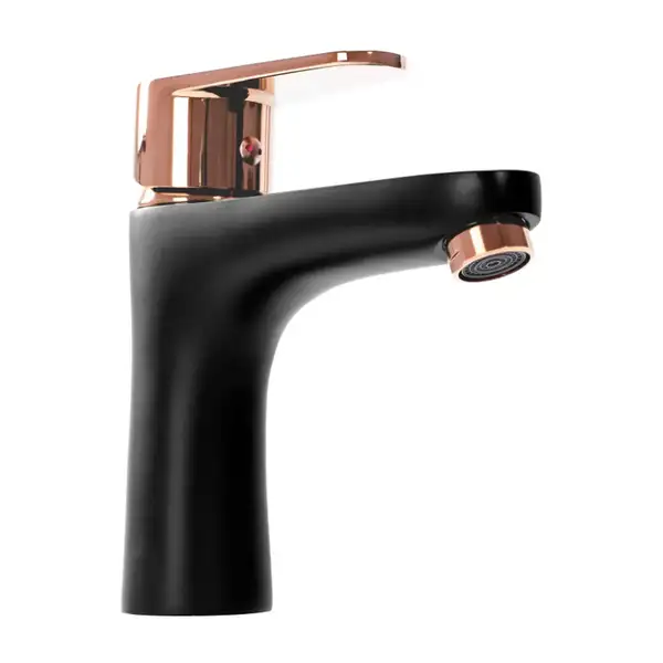 Смеситель для умывальника (раковины) REA MILD BLACK ROSE GOLD низкий (REA-B4807) Смеситель для умывальника (раковины) REA MILD BLACK ROSE GOLD низкий (REA-B4807)
