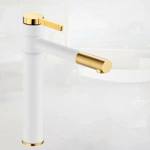 Змішувач для раковини (умивальника) REA SMART WHITE GOLD білий/золотий високий (REA-B8400) Змішувач для раковини (умивальника) REA SMART WHITE GOLD білий/золотий високий (REA-B8400)