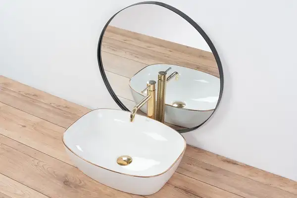 Смеситель для раковины (умывальника) REA GUSTO TWO LIGHT GOLD золотой высокий (REA-B8408)
