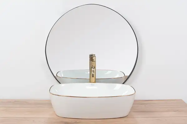 Смеситель для раковины (умывальника) REA GUSTO TWO LIGHT GOLD золотой высокий (REA-B8408)