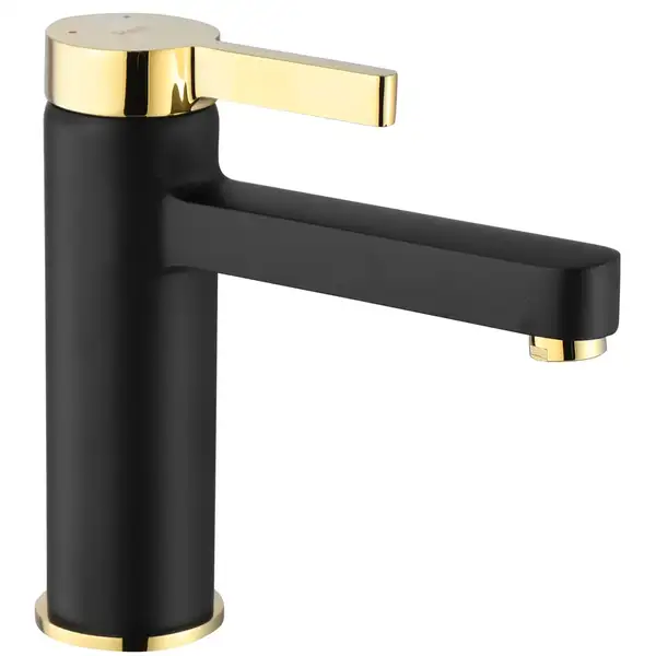 Смеситель для раковины (умывальника) REA POLO BLACK GOLD низкий (REA-B9977)