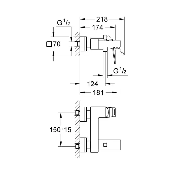 Змішувач для ванни Grohe Eurocube, сталь (23140DC0) Змішувач для ванни Grohe Eurocube, сталь (23140DC0)