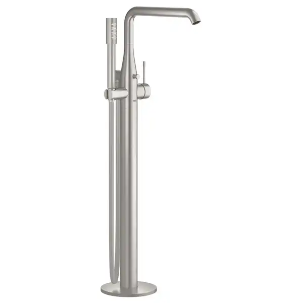 Смеситель для ванны напольный Grohe Essence (цвет - сталь), с душевым гарнитуром (23491DC1) фото 1 Aquada.com.ua