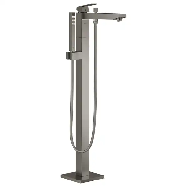Смеситель для ванны напольный Grohe Eurocube (цвет - тёмный графит, матовый), с душевым гарнитуром (23672AL1) фото 1 Aquada.com.ua