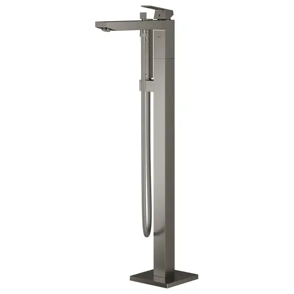 Смеситель для ванны напольный Grohe Eurocube (цвет - тёмный графит, матовый), с душевым гарнитуром (23672AL1) фото 4 Aquada.com.ua