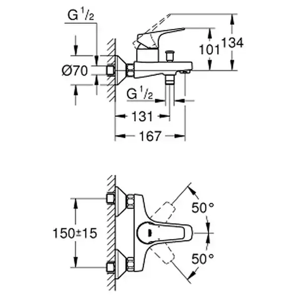 Смеситель для ванны Grohe BauFlow (цвет - хром) (23756000) Смеситель для ванны Grohe BauFlow (цвет - хром) (23756000)