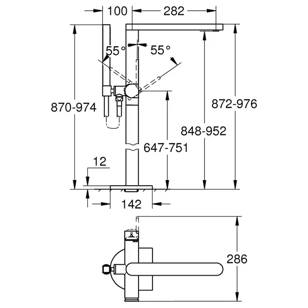 Grohe Plus Змішувач для ванни, підлоговий, хром (23846003) Grohe Plus Змішувач для ванни, підлоговий, хром (23846003)