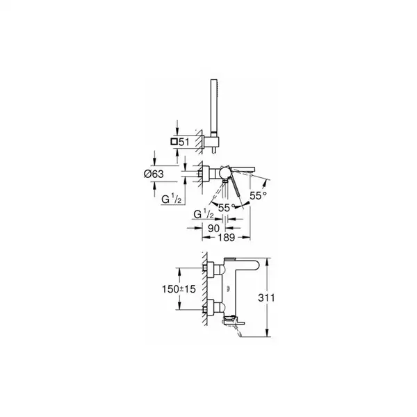 Grohe Plus Змішувач для ванни, хром (33547003) Grohe Plus Змішувач для ванни, хром (33547003)