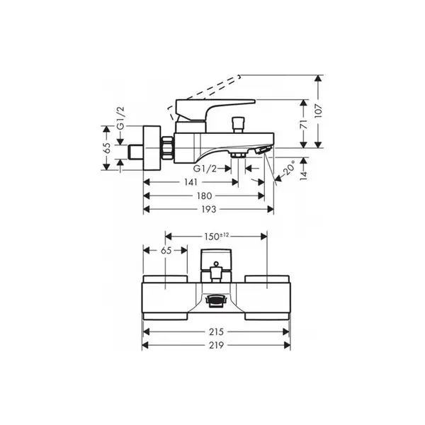 Hansgrohe Metropol Змішувач для ванни, чорний матовий (32540340) Hansgrohe Metropol Змішувач для ванни, чорний матовий (32540340)