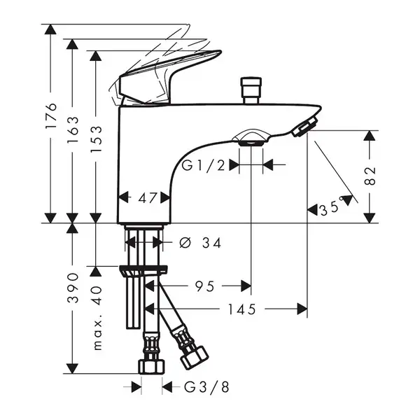 Смеситель на борт ванни Hansgrohe Logis Monotrou (цвет - хром) 71315000