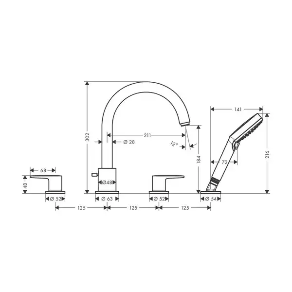 Hansgrohe Vernis Blend Змішувач на ванну, хром (71456000) Hansgrohe Vernis Blend Змішувач на ванну, хром (71456000)
