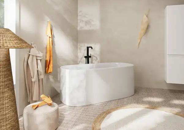 Смеситель для ванны напольный Hansgrohe Tecturis S (цвет - чёрный матовый), с душевым гарнитуром 73440670 Смеситель для ванны напольный Hansgrohe Tecturis S (цвет - чёрный матовый), с душевым гарнитуром 73440670