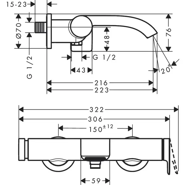 Hansgrohe Vivenis Смеситель для ванны, хром (75420000) Hansgrohe Vivenis Смеситель для ванны, хром (75420000)