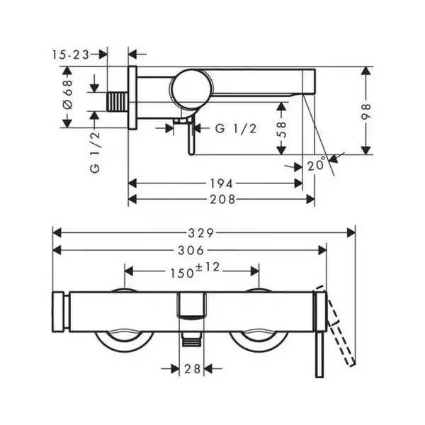 HANSGROHE Finoris Змішувач для ванни, білий матовий (76420700) HANSGROHE Finoris Змішувач для ванни, білий матовий (76420700)