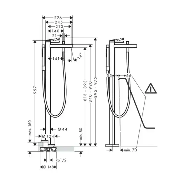 Hansgrohe Finoris Змішувач для ванни підлоговий, білий (76445700) Hansgrohe Finoris Змішувач для ванни підлоговий, білий (76445700)