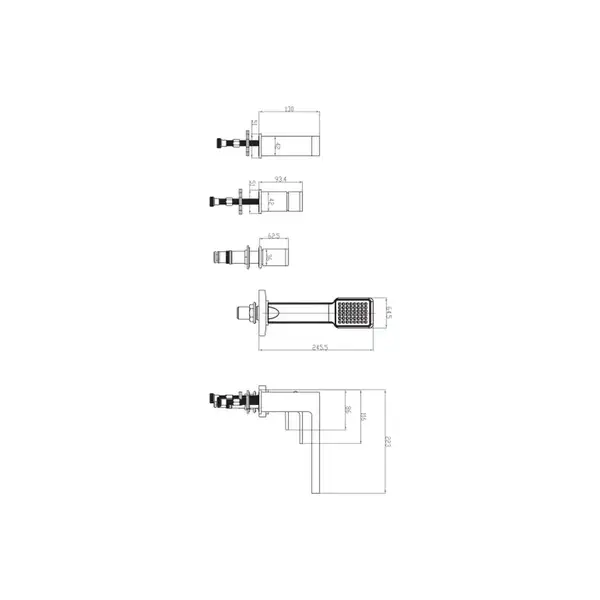 змішувач для ванни Omnires Baretti на 4 отвори black mat (BA7832BL)