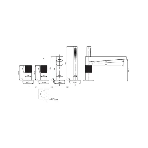 змішувач для ванни Omnires Contour antracite (CT8032AT) змішувач для ванни Omnires Contour antracite (CT8032AT)