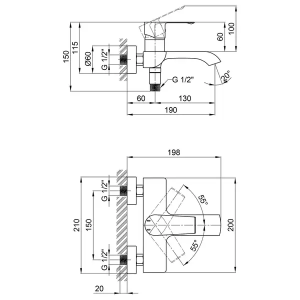Смеситель для ванны Qtap Zelnava 3050101G (QTZELN3050101G)