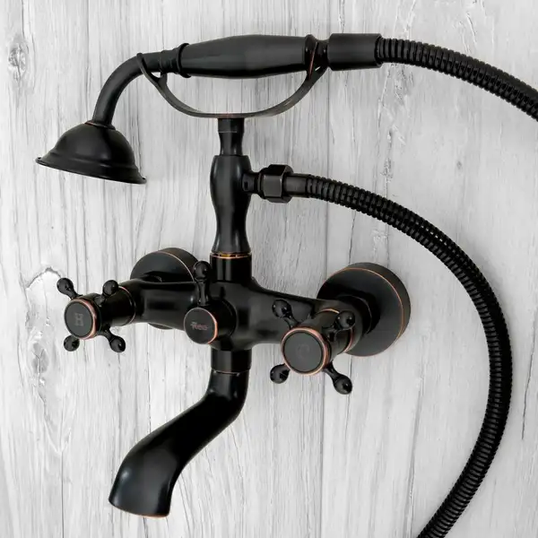 Смеситель для ванны REA RETRO OLD BLACK черный настенный (REA-B0224)