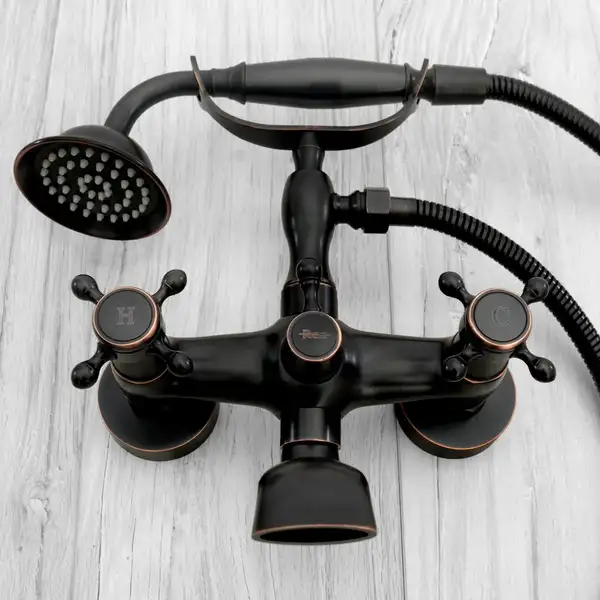 Смеситель для ванны REA RETRO OLD BLACK черный настенный (REA-B0224)