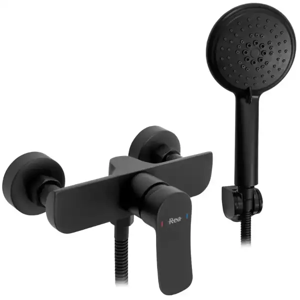 Смеситель для ванны и душа REA DART BLACK черный настенный (REA-B3302)