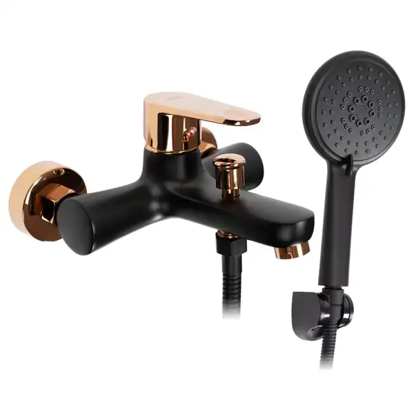 Смеситель для ванны и душа REA MILD BLACK ROSE GOLD черный\розовое золото (REA-B4813)