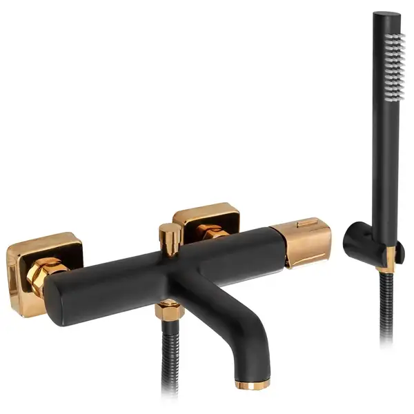 Смеситель для ванны и душа REA SALTO BLACK ROSE GOLD настенный с изливом (REA-B6352) Смеситель для ванны и душа REA SALTO BLACK ROSE GOLD настенный с изливом (REA-B6352)