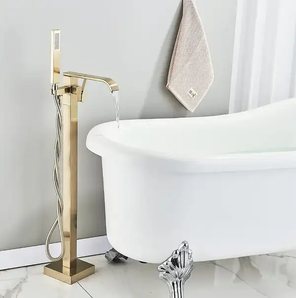Смеситель для ванны REA CARAT BRUSHED GOLD золотой матовый напольный (REA-B6522) Смеситель для ванны REA CARAT BRUSHED GOLD золотой матовый напольный (REA-B6522)
