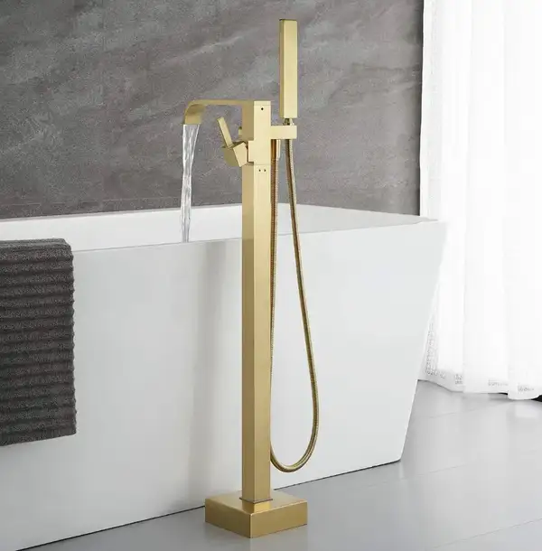 Смеситель для ванны REA CARAT BRUSHED GOLD золотой матовый напольный (REA-B6522) Смеситель для ванны REA CARAT BRUSHED GOLD золотой матовый напольный (REA-B6522)