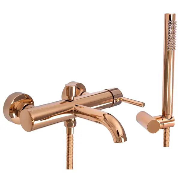 Смеситель для ванны и душа REA LUNGO ROSE GOLD настенный с изливом (REA-B6695)