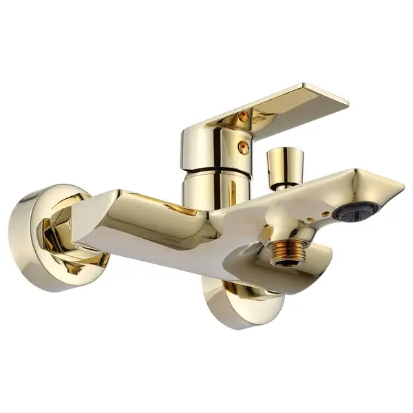 Смеситель для ванны REA URBAN GOLD золото настенный с изливом (REA-B9914)