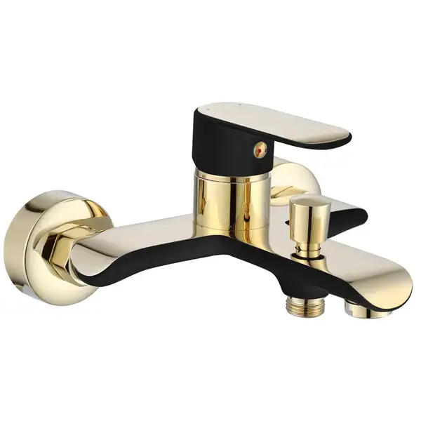 Смеситель для ванны и душа REA BLOOM BLACK GOLD настенный с изливом (REA-B9939)