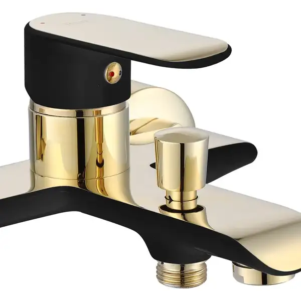 Смеситель для ванны и душа REA BLOOM BLACK GOLD настенный с изливом (REA-B9939)