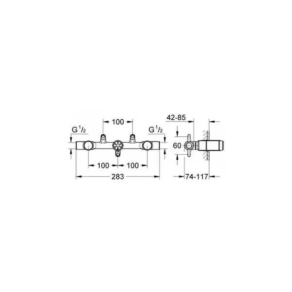 Grohe Скрытая часть для смесителя на 3 отверстия (29025000) Grohe Скрытая часть для смесителя на 3 отверстия (29025000)