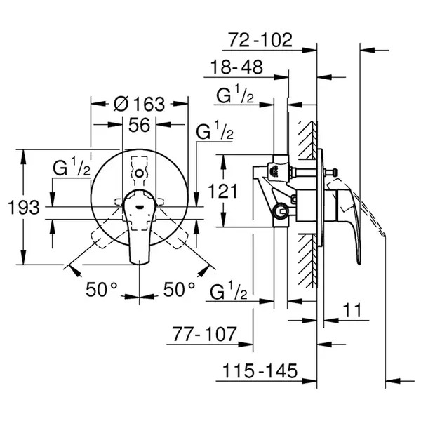 Змішувач прихованого монтажу Grohe Eurosmart New, хром (33305003) Змішувач прихованого монтажу Grohe Eurosmart New, хром (33305003)