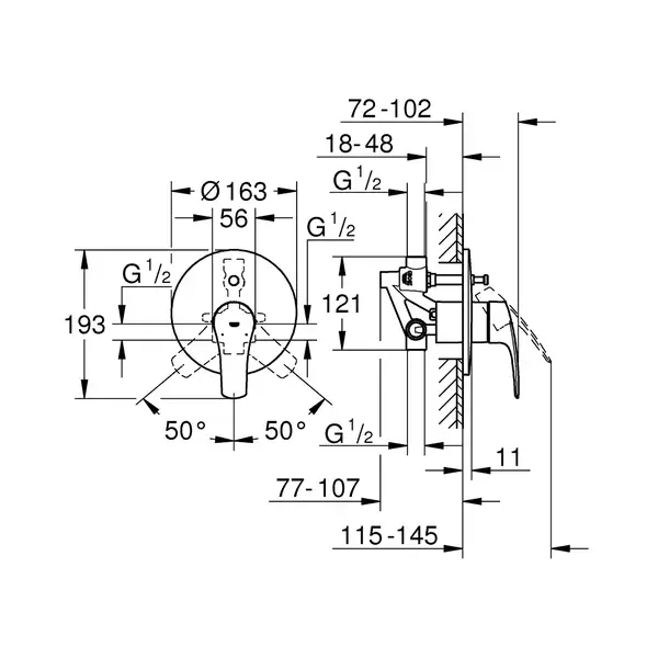 Змішувач прихованого монтажу Grohe Eurosmart New, хром (33305003) Змішувач прихованого монтажу Grohe Eurosmart New, хром (33305003)